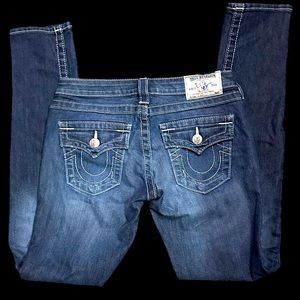true religion low waisted straight leg jeans